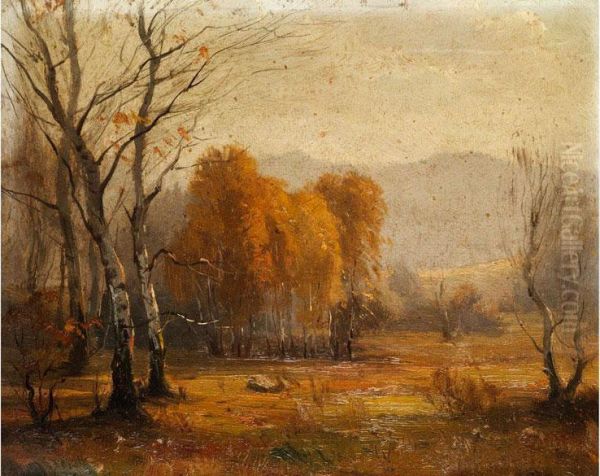 Herbstliche Baumlandschaft Mit Birken Oil Painting by Karl Buchholz