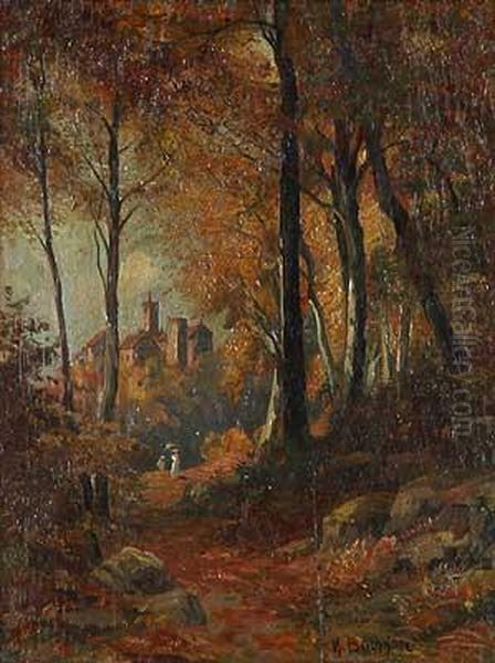 Blick Durch Einewaldlichtung Auf Eine Burganlage Oil Painting by Karl Buchholz