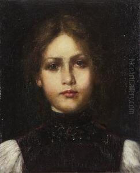 Madchen In Tracht. Oil Painting by Georg Buchner