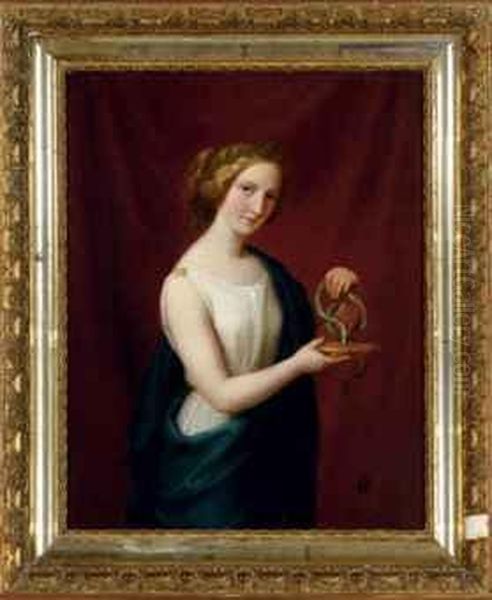 A Classical Muse Oil Painting by Johann Georg Buchner