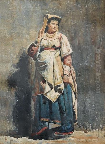 Bildnis Einer Italienerin In Tracht Oil Painting by Frank Buchser