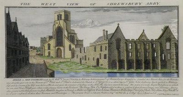 The West View Of Shrewsbury Abbey Oil Painting by Nathaniel and Samuel Buck