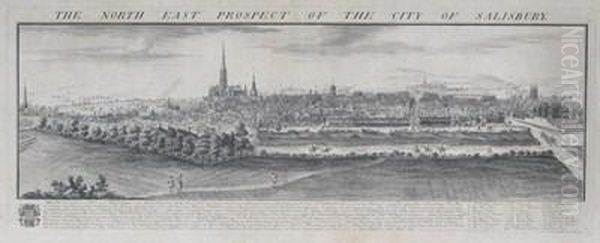 The North East Prospect Of Thecity Of Salisbury Oil Painting by Nathaniel and Samuel Buck