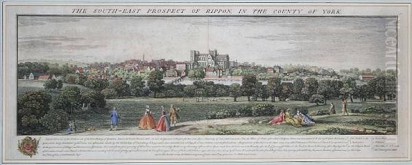 The South East Prospect Of Rippon In The County Of York Oil Painting by Nathaniel and Samuel Buck