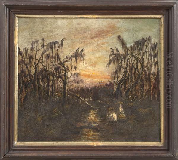 Mossy Sunset Bayou Oil Painting by William Henry Buck