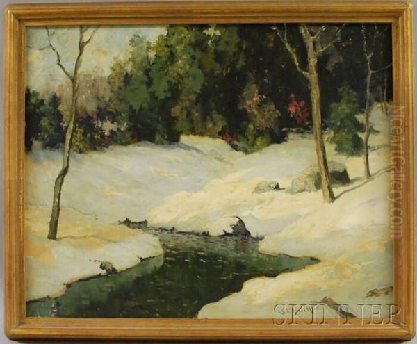 Winter Stream Oil Painting by Charles E. Buckler