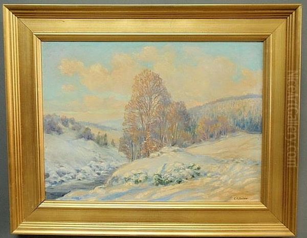 A Winter Landscape Oil Painting by Charles E. Buckler