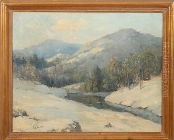 Winter Landscape With Stream Oil Painting by Charles E. Buckler