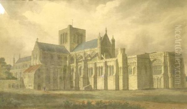 South East View Of The Cathedral Church Of Winchester Oil Painting by John Buckler