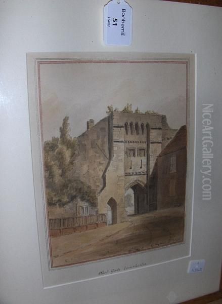 Westgate, Winchester Oil Painting by John Chessell Buckler