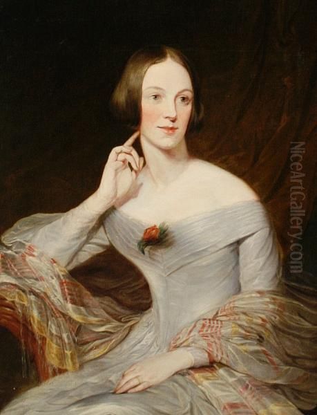 Portrait Of A Young Lady In A Grey Dress by Richard Buckner