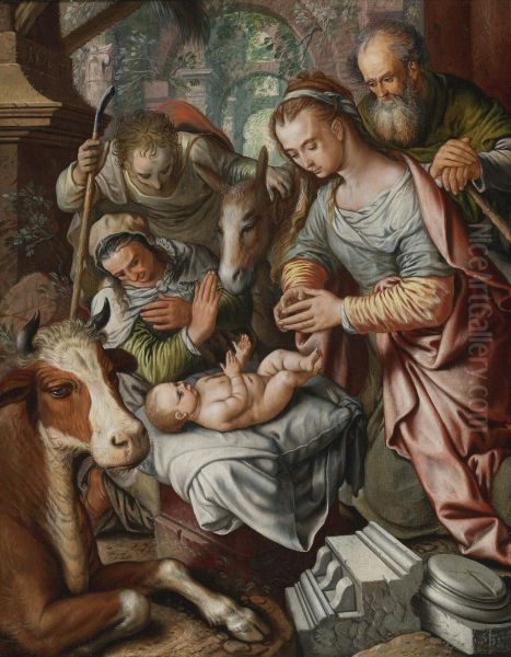 The Adoration Of The Shepherds Oil Painting by Joachim Beuckelaer