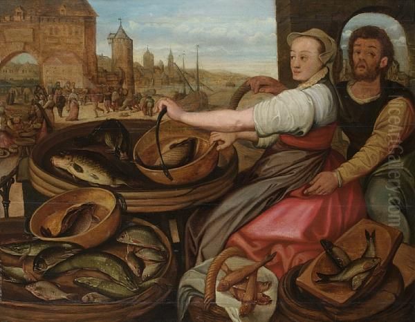 The Fish Market Oil Painting by Joachim Beuckelaer