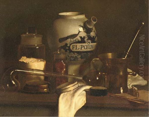 Still Life With Pharmaceuticals Oil Painting by Bernardus Bueninck