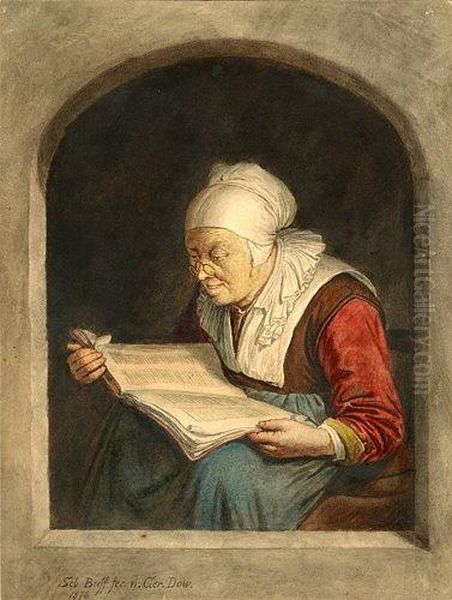 Altere Frau In Der Bibel Lesend Oil Painting by Sebastian Buff