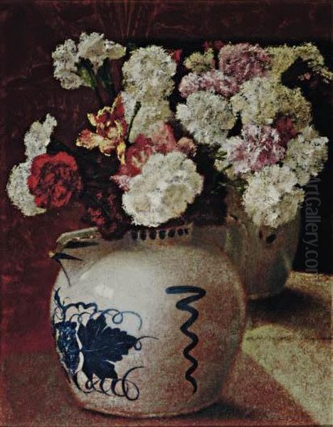 Still Life With Carnations Oil Painting by Carlo Bugatti