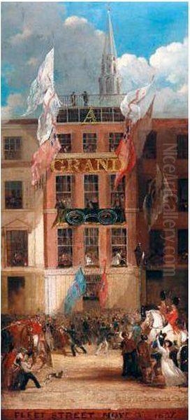 Coronation Celebrations, Fleet Street Oil Painting by Augustus W. Buhler