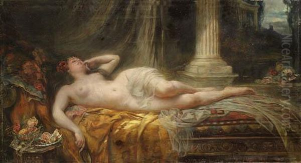 An Odalisque Oil Painting by Edouard Buhler