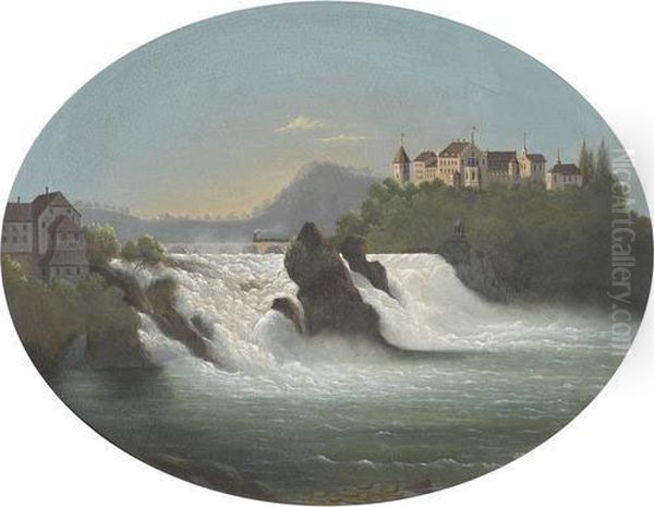 Der Rheinfall Bei Neuhausen Oil Painting by Joseph Buhlmann