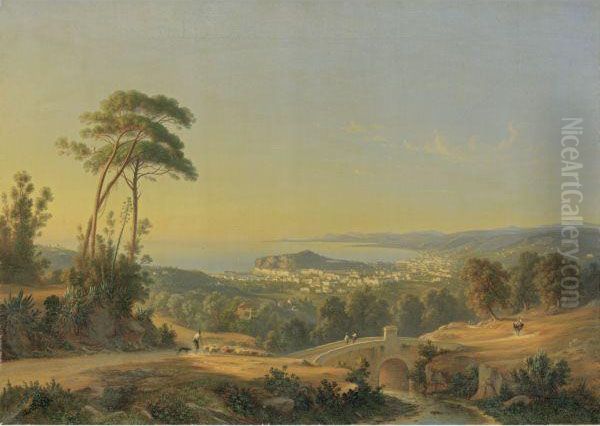 Blick Auf Die Bucht Von Pozzuoli Oil Painting by Rudolf Johan Buhlmann