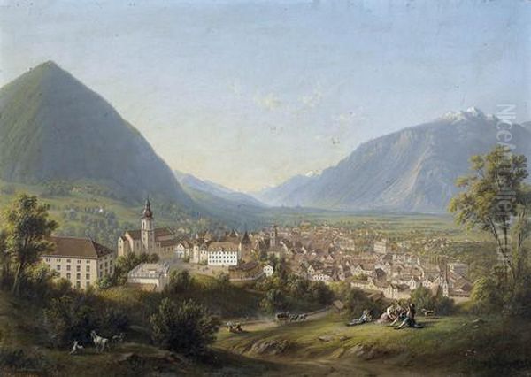 Sommerliche Ansicht Von Chur Oil Painting by Rudolf Johan Buhlmann