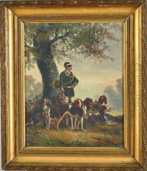 chasseur Et Chiens De Meute Oil Painting by Emile Bujon