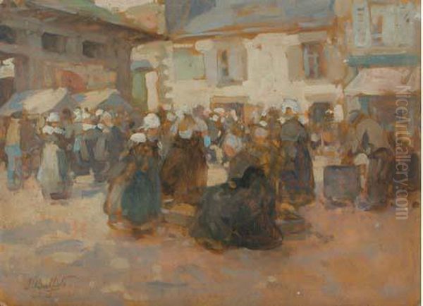 Bretonnes Au Marche Oil Painting by Joseph Bulfield