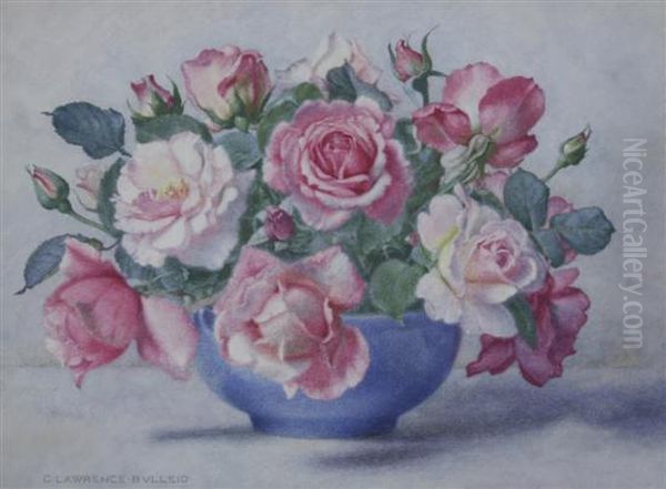 Roses In A Blue Bowl Oil Painting by George Lawrence Bulleid