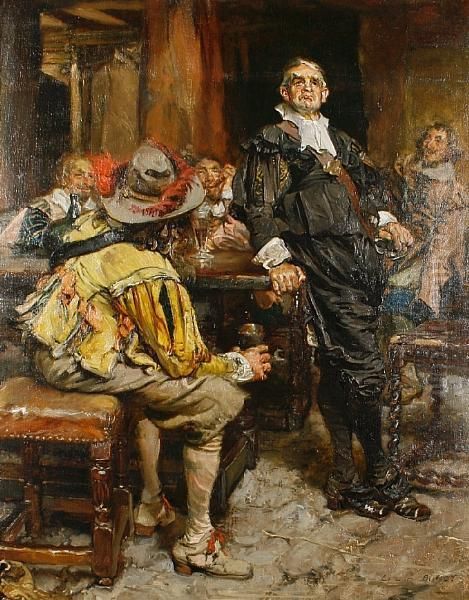 Telling A Tale Oil Painting by Edgar Bundy