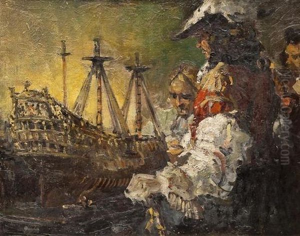 The Model Galleon Oil Painting by Edgar Bundy