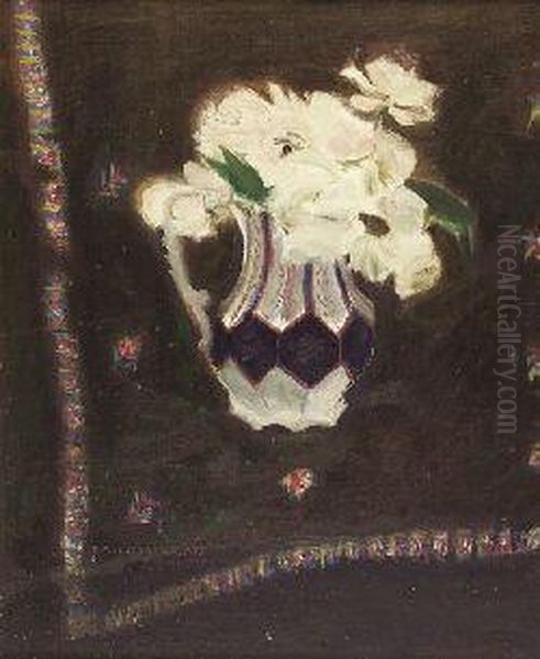 White Roses Oil Painting by Elizabeth E. Bundy