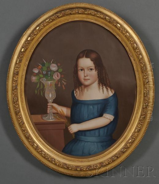 Portrait Of Young Ellen Fairbank Of Winchendon, 
Massachusetts. Oil Painting by Horace Bundy