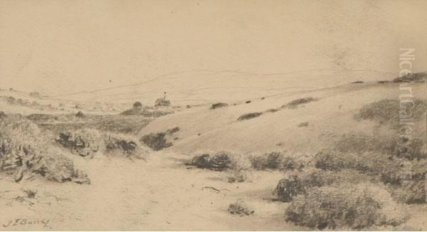 Hilly Landscape With Homestead In The Distance Oil Painting by John Elwood Bundy