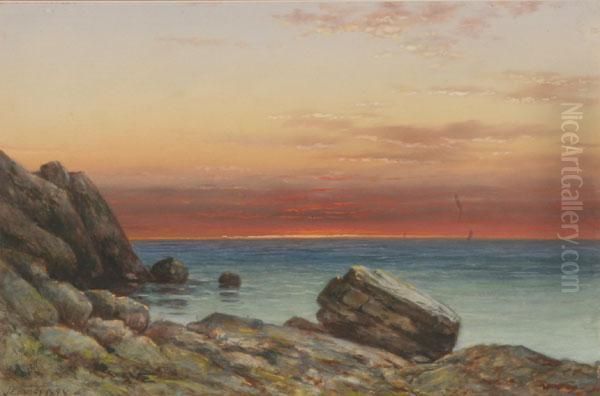 Coastal Landscape At Sunset Oil Painting by John Elwood Bundy