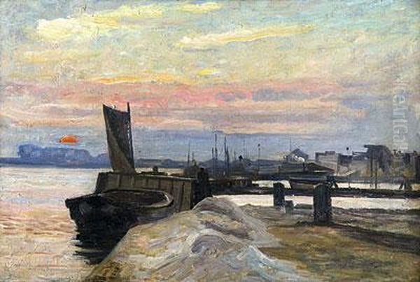 Hafen Von Barth Oil Painting by Franz Bunke