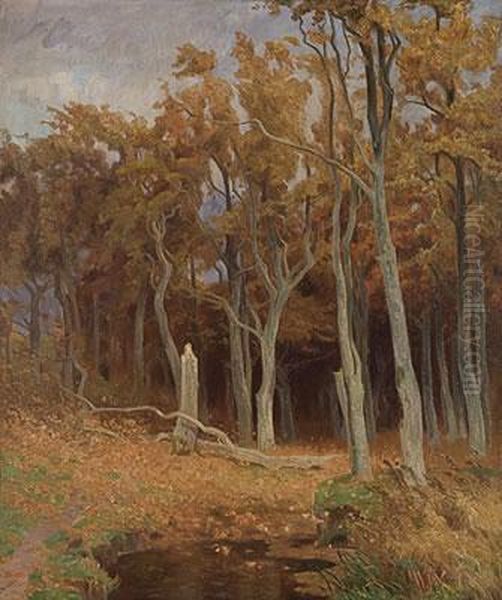 Buchen In Der Rostocker Heide. Oil Painting by Franz Bunke