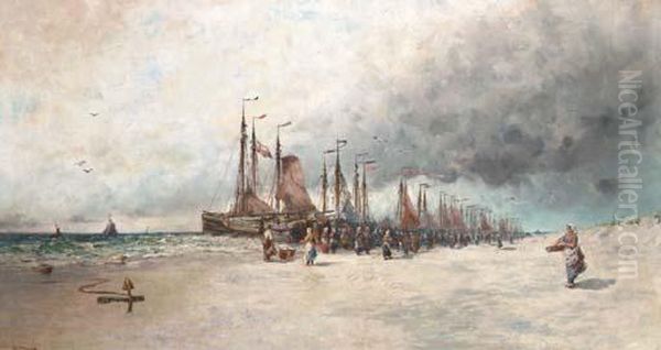 Arrival Of The Fleet Oil Painting by George Bunn