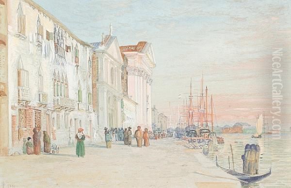 Evening Light, Santa Maria Del Rosario,venice Oil Painting by John Wharlton Bunney