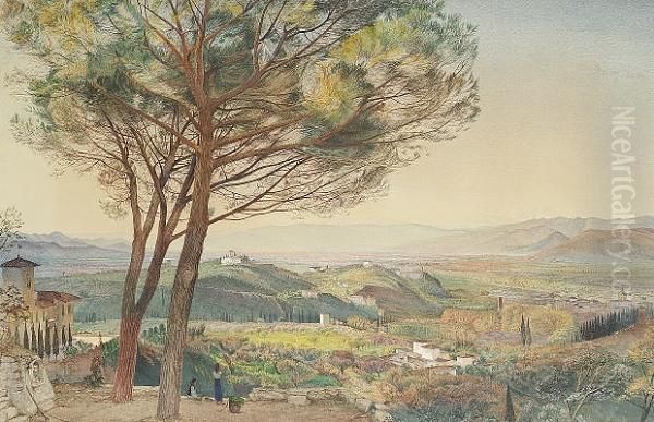 Florence From The Hill Of Bellesguardo, Fiesole Oil Painting by John Wharlton Bunney