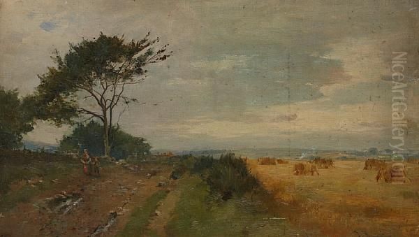 Harvest, Aberdeenshire Oil Painting by Thomas Bunting