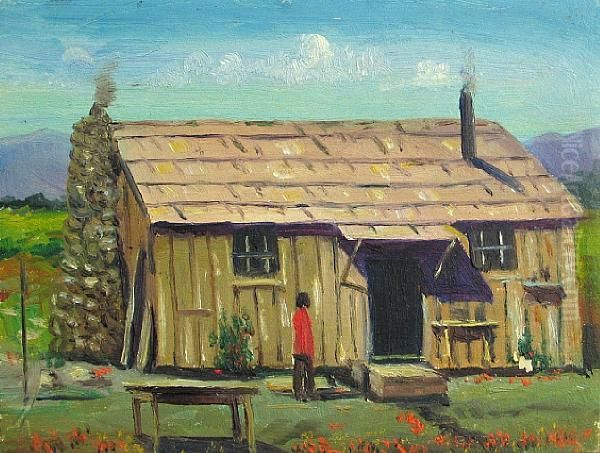 Indian Home At Mad River, California Oil Painting by Elbridge Ayer Burbank