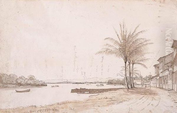 Houses On The Waterfront (formosa Beach?), Rio De Janeiro Oil Painting by William John Burchell