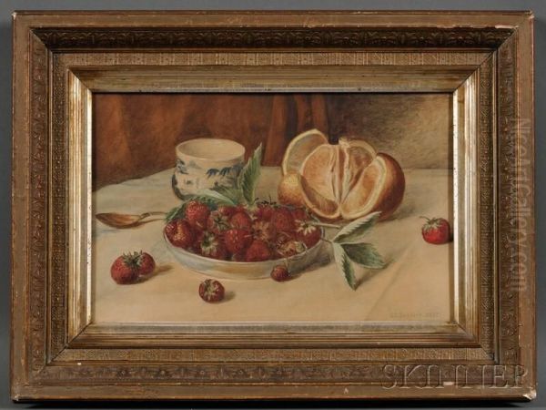 Still Life With Orange And Strawberries Oil Painting by Horace Robbins Burdick