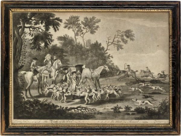 Fox Hunting: Unkenneling The Fox Hounds; Going To Cover; Diging Forthe Fox; And The Death Of The Fox Oil Painting by Thomas Burford