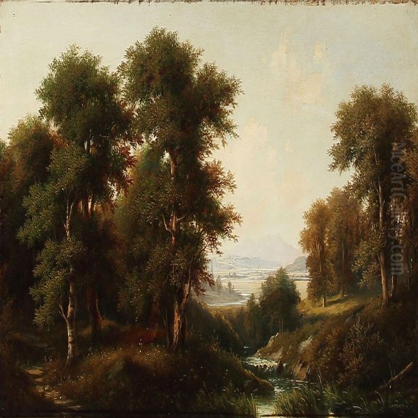 Autumn Landscape Outside Nassau In Germany Oil Painting by Josef, Jacob Burgaritzky