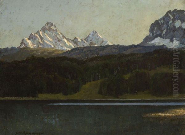 Gebirgssee Im Abendlicht Oil Painting by Felix Burgers