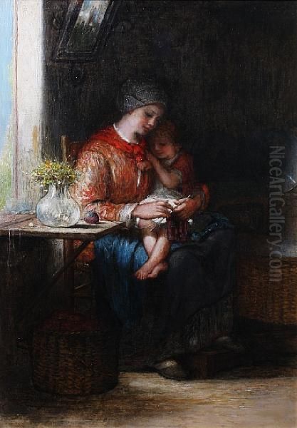 Mother And Child Oil Painting by Hendricus-Jacobus Burgers