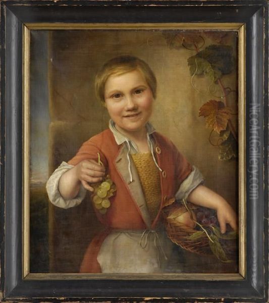 Der Junge Obstverkaufer. Oil Painting by Hendricus-Jacobus Burgers