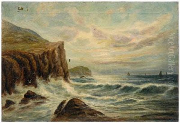 Rocky Coastal Scene Oil Painting by Frederick Burgess