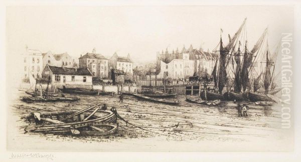 Sixteen Views Of London Including: Lindsey Wharf And The Jetty, Chelsea Oil Painting by Walter William Burgess